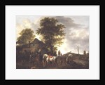A landscape with a cottage and horsemen by Pieter Wouwermans or Wouwerman