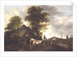 A landscape with a cottage and horsemen by Pieter Wouwermans or Wouwerman