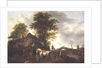A landscape with a cottage and horsemen by Pieter Wouwermans or Wouwerman