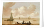 An estuary with fisherman hauling in their nets by Jan Josephsz van Goyen