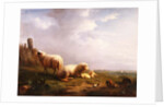 Sheep and chickens in a landscape, 19th century by Eugene Joseph Verboeckhoven