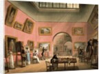 Students learning to paint and making copies of pictures at the British Institution, Pall Mall by T. & Pugin A.C.(1762-1832) Rowlandson