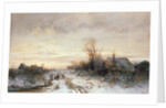 Children playing in a winter landscape by August Fink