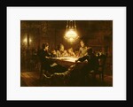 Family supper in the lamp light, 19th century by Knut Ekvall