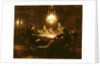 Family supper in the lamp light, 19th century by Knut Ekvall