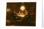 Family supper in the lamp light, 19th century by Knut Ekvall