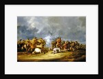 A Calvary Charge: mounted troops attacking a musket block by Benjamin Gerritsz. Cuyp