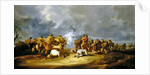 A Calvary Charge: mounted troops attacking a musket block by Benjamin Gerritsz. Cuyp