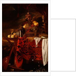 A Basket of Mixed Fruit with Gilt Cup, Silver Chalice, Nautilus, Glass and Peaches on a Plate by Jan Davidsz de Heem