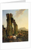 Peasants with Four Oxen and a Goat at a Ford by a Ruined Aqueduct, c.1655-60 by Nicolaes Pietersz. Berchem