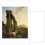 Peasants with Four Oxen and a Goat at a Ford by a Ruined Aqueduct, c.1655-60 by Nicolaes Pietersz. Berchem