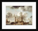 A Dutch Yacht Firing a Salute as a Barge Pulls Away, 1650 by Jan van de Capelle or Cappelle