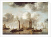 A Dutch Yacht Firing a Salute as a Barge Pulls Away, 1650 by Jan van de Capelle or Cappelle