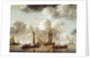 A Dutch Yacht Firing a Salute as a Barge Pulls Away, 1650 by Jan van de Capelle or Cappelle