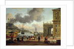 A Mediterranean Harbour Scene by Abraham Storck