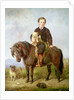 John Samuel Bradford as a boy seated on a shetland pony with a pug dog, 19th century by Gourlay Steel