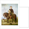 John Samuel Bradford as a boy seated on a shetland pony with a pug dog, 19th century by Gourlay Steel