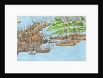 The French fleet becalmed and the attack on the Isle of Wight, 1545, by James (after) Basire