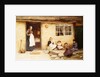 Children playing Dice by a Cottage by English School