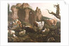 Farm animals in a landscape, 1685 by Johann Heinrich Roos