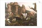 Farm animals in a landscape, 1685 by Johann Heinrich Roos