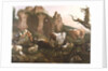 Farm animals in a landscape, 1685 by Johann Heinrich Roos
