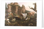Farm animals in a landscape, 1685 by Johann Heinrich Roos