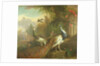 Peacock and Peahen with a Red Cardinal in a Classical Landscape by Tobias Stranover