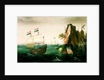 A Dutch Merchant Ship off a Rocky Coast by Cornelis Verbeeck
