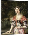 Portrait of a Lady Wearing a Red and White Dress by Matthys Naiveu