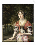 Portrait of a Lady Wearing a Red and White Dress by Matthys Naiveu