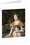 Portrait of a Lady Wearing a Red and White Dress by Matthys Naiveu