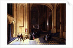 Interior of a cathedral with a beggar and other figures by Pieter the Elder Neeffs
