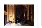 Interior of a cathedral with a beggar and other figures by Pieter the Elder Neeffs