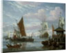 Estuary Scene with Boats and Fisherman by Johannes de Blaauw