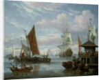 Estuary Scene with Boats and Fisherman by Johannes de Blaauw