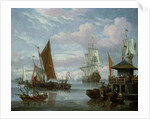 Estuary Scene with Boats and Fisherman by Johannes de Blaauw