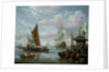 Estuary Scene with Boats and Fisherman by Johannes de Blaauw