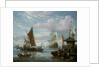 Estuary Scene with Boats and Fisherman by Johannes de Blaauw