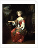 Portrait of a Lady holding her pet King Charles Spaniel by Jan Verkolje