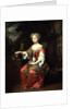 Portrait of a Lady holding her pet King Charles Spaniel by Jan Verkolje
