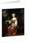 Portrait of a Lady holding her pet King Charles Spaniel by Jan Verkolje