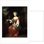 Portrait of a Lady holding her pet King Charles Spaniel by Jan Verkolje