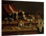 Casket of jewels on a table, principally of German Origin by Pieter Gerritsz. van Roestraten