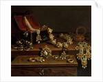 Casket of jewels on a table, principally of German Origin by Pieter Gerritsz. van Roestraten