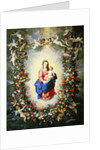 The Virgin and Child encircled by a garland of flowers held aloft by cherubs, c.1624 by Jan & Balen Hendrik van Brueghel