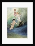 Untitled Watercolour, Children Underwater with an Elf by Charles Robinson