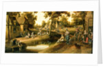 A Village Scene with Peasants on Banks of a Stream by Cornelius Droochsloot