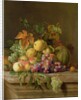 A Still Life of Melons, Grapes and Peaches on a Ledge by Jakob Bogdani or Bogdany