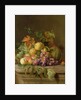 A Still Life of Melons, Grapes and Peaches on a Ledge by Jakob Bogdani or Bogdany
